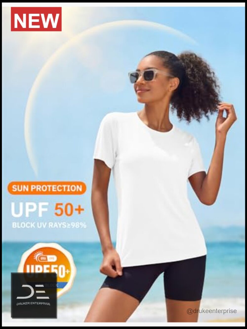UPF 50+ Quick Dry Short Sleeve Athletic Rash Guard T-Shirt - Picture 3 of 7